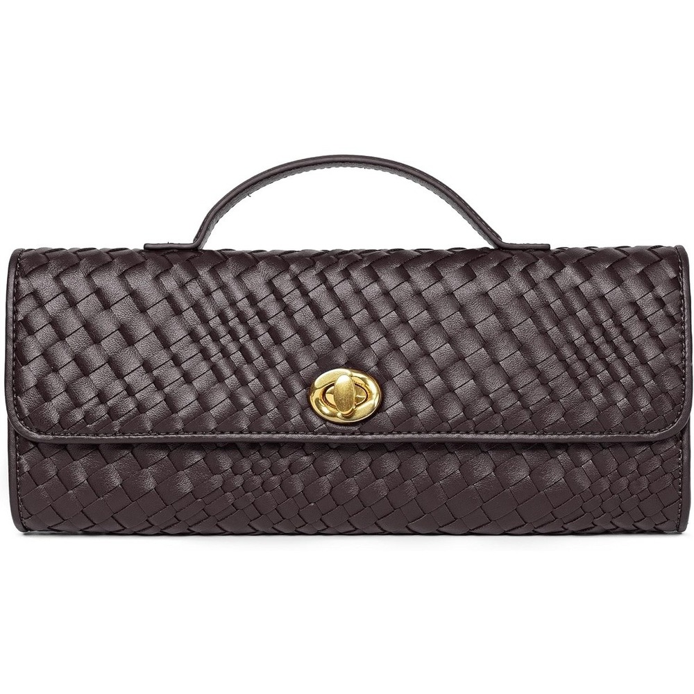Joryin Clutch Bag Womens Small Brown Woven Leather Suede Crossbody Evening
